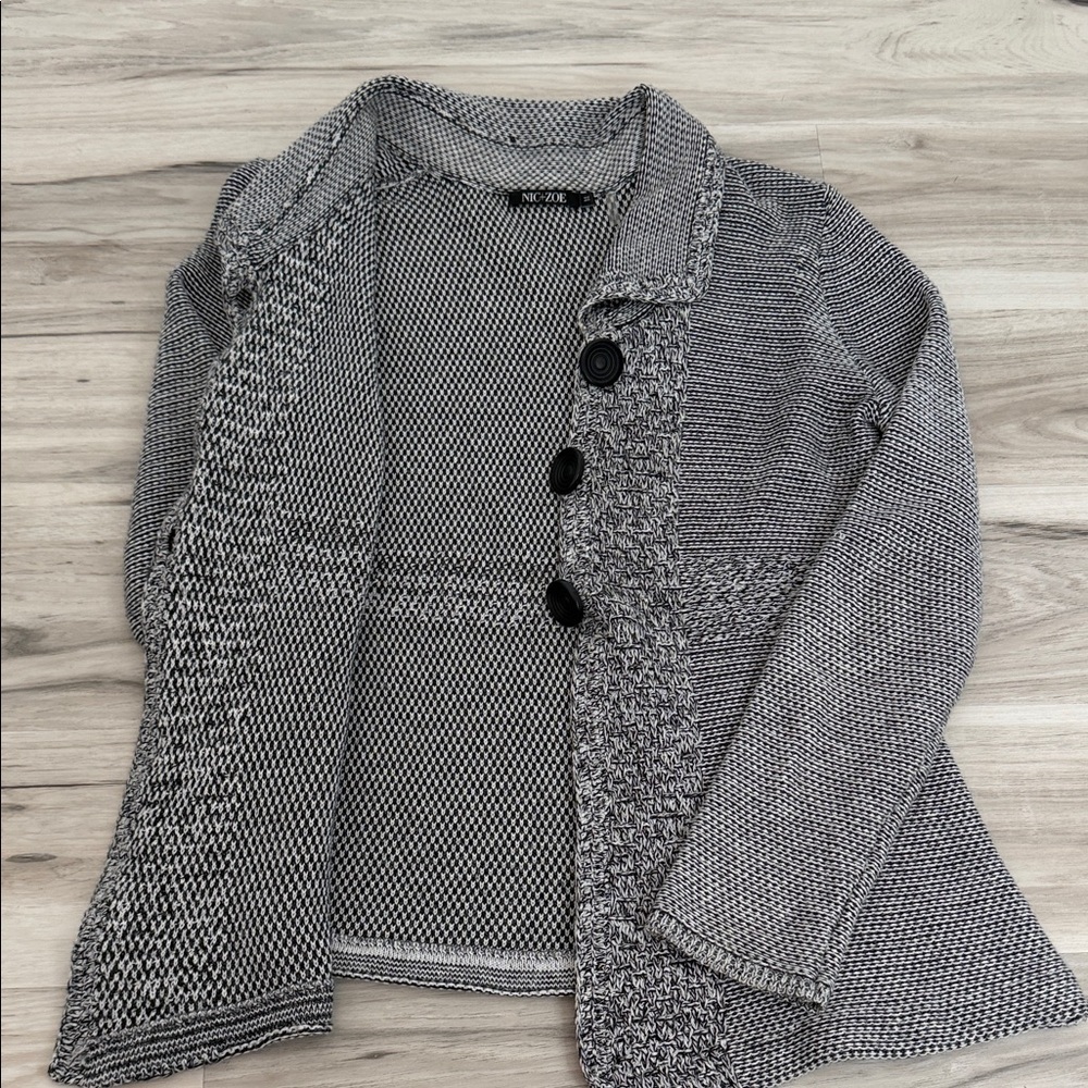 NIC+ ZOE Women's Gray Knit cardigan sweater size Medium - Picture 9 of 11